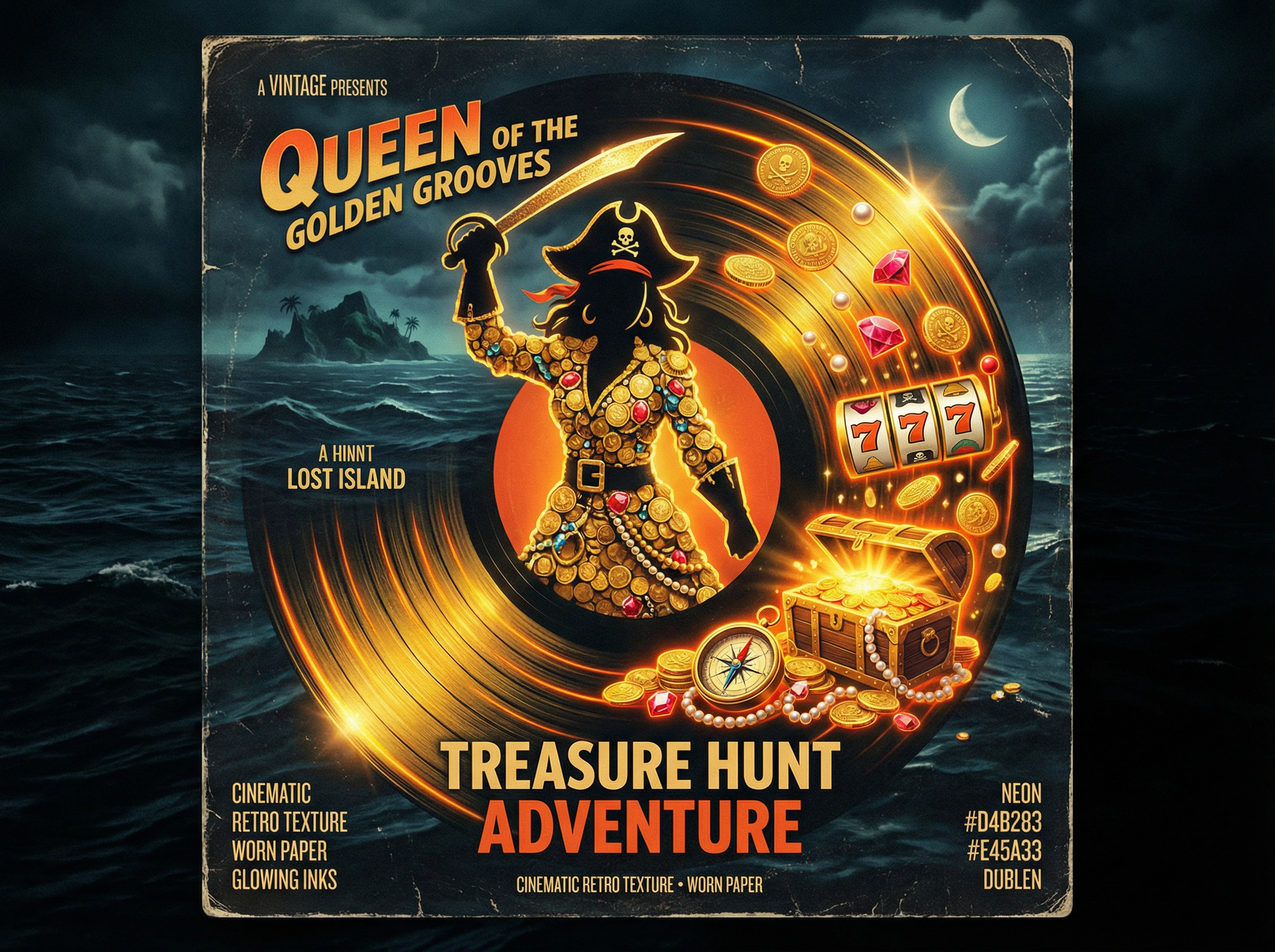 fc电子 - 赏金女王游戏的唱片封面风格海报